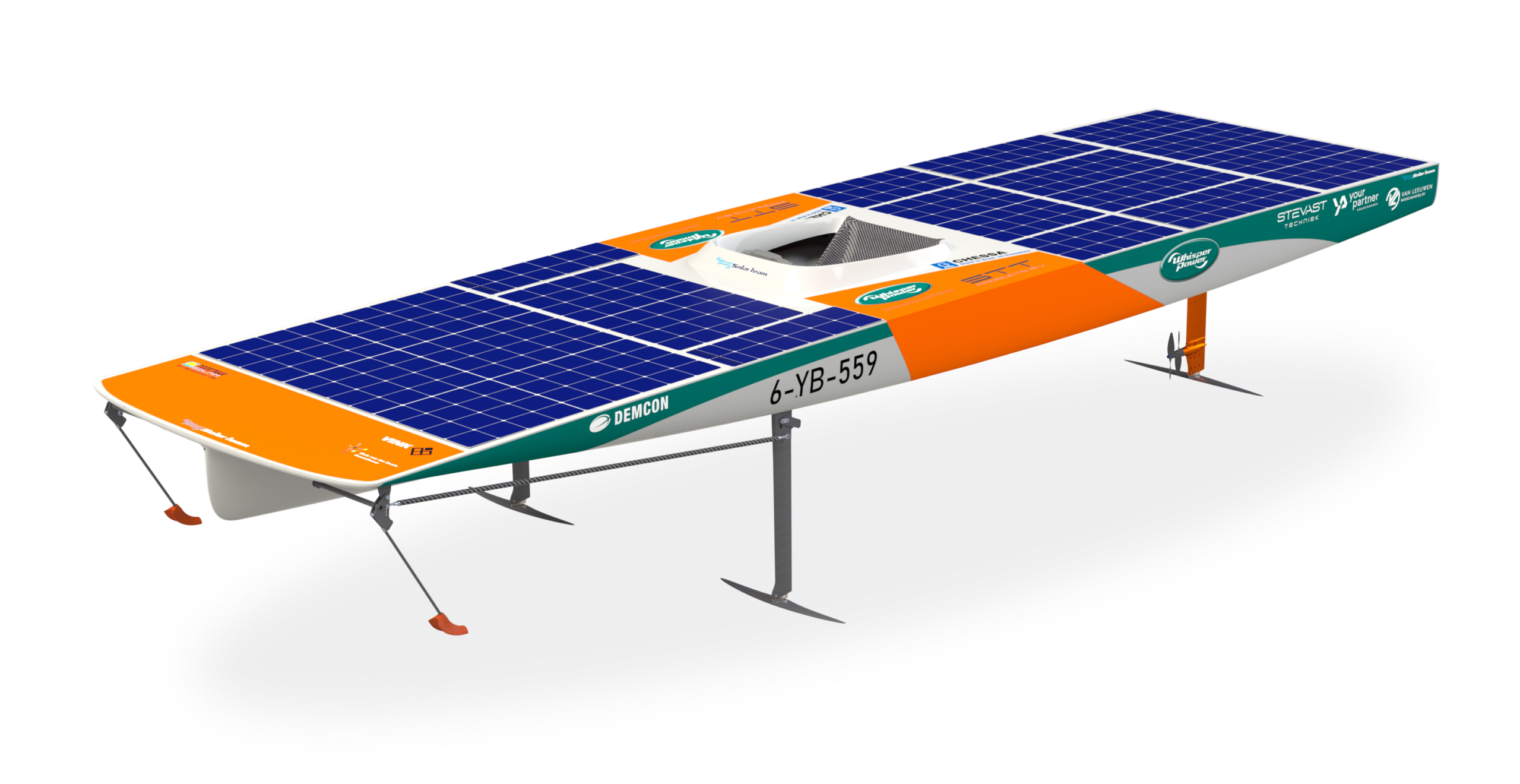 WhisperPower Solar Team solar boat render
